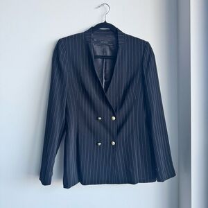 Zara black Pinstripe Double-Breasted Blazer XS